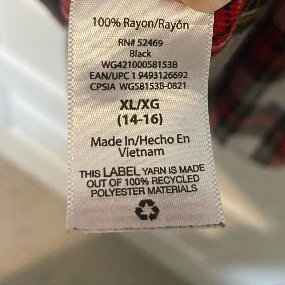 Plaid Ruffle Dress Size XL 14/16 Red Black Yellow White